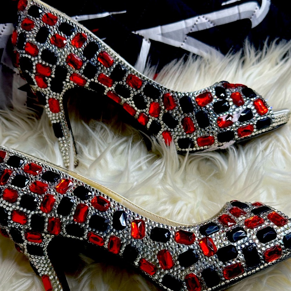 Red & Black Bling Heels